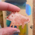 Ceramic Brooch / Porky Pink